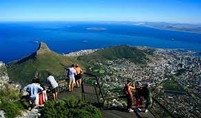 View From Table Mountain Of The City Table Bay Robben Island Table View And Bloubergstra South Africa Travel Cape Town South Africa Table Mountain Cape Town