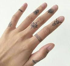 Three Lines In Green Yellow Red In 2020 Henna Finger Tattoo Small Finger Tattoos Knuckle Tattoos