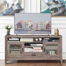 Find trendy media cabinets that keep all your electronics, dvds and video games organized and accessible. Tall Tv Stand With Glass Storage Drawer Entertainment Centers Tv Stands Costway