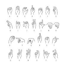 Download our free asl alphabet . Deaf English Alphabet In Line Art Isolated On White Background Vector Illustration Of Hand Font Of American Sign Language Educational Collection Of Fingerspelling Asl Letter Gestures Ù…ÙˆÙ‚Ø¹ ØªØµÙ…ÙŠÙ…ÙŠ