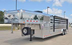 4-star 28 Show Cattle Trailer Custom Ordered With Polished Slats Stainless Steel Nose Ramp Door Hydraulic Cattle Trailers Livestock Trailers Star Trailer