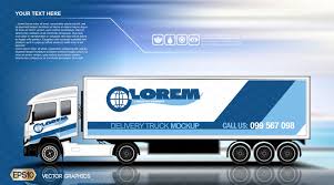 Vector Blue Delivery Truck Mockup Trucks Wordpress Theme Design Mockup