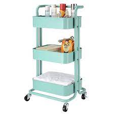 Check spelling or type a new query. 3 Tier Metal Rolling Utility Cart Heavy Duty Storage Trolley Service Cart With Mesh Basket Handles And Wheels Easy Assembly For Bathroom Kitchen Office Turquoise Walmart Canada