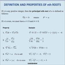 Definition And Properties Of Nth Roots Math Properties
