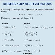 definition and properties of nth roots math properties