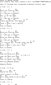 Song Lyrics With Guitar Chords For Tears In Heaven Eric