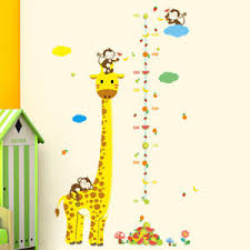 details about giraffe kids height animal decal decor wall sticker chart measure growth v