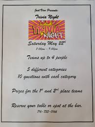 Food & drink trivia · science trivia · bible trivia · kids trivia · history trivia · video games trivia · football trivia. Just Vino Not Only Is It Trivia Night We Will Be Offering Food Specials Created By Our Very Own Chef Rob So You Know It Ll Be Amazing Cheers Facebook