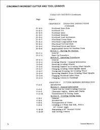 Details About Cincinnati Monoset Cutter Grinder Operators Manual Mt