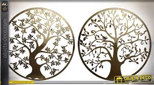 Une touche nature avec cette déco métallique arbre de vie. Duo De Grandes Decorations Murales En Metal D Arbres Stylises O 100 Cm