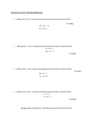 Dengan latih tubi dalam modul pantas matematik yang banyak, jika dibuat berulang kali pastinya murid akan mahir dalam topik pecahan seterusnya kejayaan dalam matematik selangkah lebih dekat. Latih Tubi Matematik Persamaan Linear Serentak Ting 4