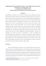 Come browse our large digital warehouse of free sample essays. Pdf Prisoner S Right Under English Law International Human Rights Law And Islamic Law A Comparative Perspective