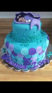 Mermaid Baby Shower Cake With Fondant Baby Mermaid Baby Shower Cake Shower Cakes Baby Shower Cakes