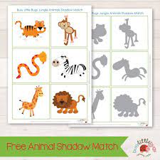 Free Jungle Animal Shadow Match Busy Little Bugs Jpg 570 570 Animal Learning Jungle Animals Preschool Jungle