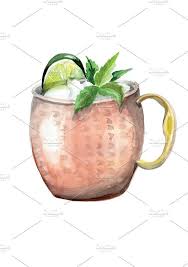 Watercolor Moscow Mule Drawing Moscow Mule Drawings Cocktail Illustration