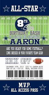 Football Ticket Template Invitation Beautiful Dallas Cowboys Inspired Fo Football Party Invitations Dallas Cowboys Birthday Party Football Birthday Invitations