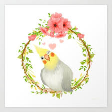 With Love From The Sweetest Cockatiel Art Print By Little Bunny Sunshine X Small Cockatiel Art Prints Birds Painting