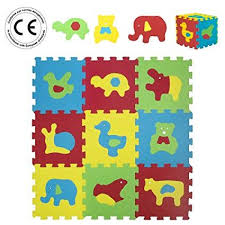 Ludi Tapis De Sol Epais Pour L Eveil De Bebe 1050 Puzzle Geant Aux Motifs Animaux Des 10 Mois Lot De 9 Dalles En Mous Tapis Mousse Tapis De Sol Tapis