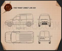 The maximum width and height is 1974mm x 2622mm and can vary on the basis of model. Ford Transit Connect Lwb 2012 Blueprint Hum3d