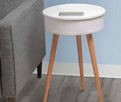This walnut table, complete with a black metal frame, creates a clean, contemporary design with modern function. Real Living White End Table With Bluetooth Speaker Usb Port Big Lots