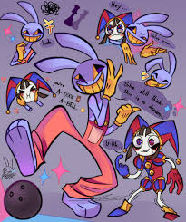 277994 - safe, artist:delsify, jax (the amazing digital circus), pomni (the  amazing digital circus), lagomorph, mammal, rabbit, anthro, humanoid,  plantigrade anthro, the amazing digital circus, 3 toes, bowling ball, chess  piece, duo,
