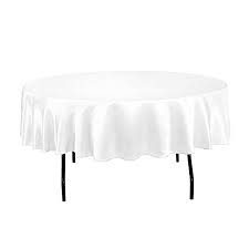Round tablecloths made of linen will be weighted just enough to lay properly at your reception. 1 Pack 48 White Round Polyester Tablecloth For Wedding Party Amp Venue Decoration Buy Online In Aruba At Aruba Desertcart Com Productid 58993477