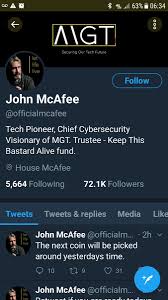 Eccentric antivirus software pioneer hangs himself in his jail cell after mcafee had praised conditions at the prison where he was being held in spain, though his twitter. John Mcafee On Twitter There Is A Fake Officialmcafee Account They Have Been Fucking With Me For Weeks Twitter Has Been Notified See Attached Screenshot So Please Dint Perpetuate Garbage Https T Co 3qcsvyk9zq