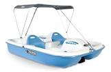 Monaco DLX 5-Person Pedal Boat w/Canopy, White/Blue Azure, 7.5-ft Pelican