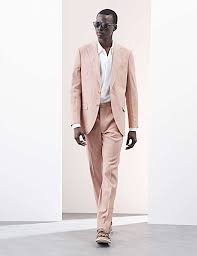 Tailored Fit Italian Performance Linen Blend Suit Trousers | CORAL | Suit Trousers | M&S US - Product from Marks & Spencer