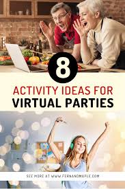 Example ideas include icebreaker questions, themed events and snack time. 8 Activity Ideas For Virtual Parties Virtual Party Ideas Virtual Party Zoom Party Ideas