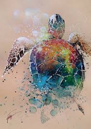 Rainbow Watercolor Turtle Tattoo Design Turtle Watercolor Gouache Art Turtle Art
