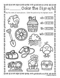 No Prep Digraphs Coloring Picture Match Activity Sheets Ch Sh Th Wh Digraph Ch Words Activity Sheets