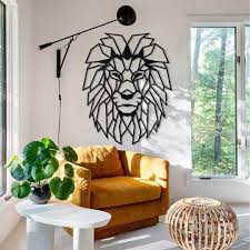 Lion Head 2020 Siyah Boya Hayvan Dekoru Endustriyel Tasarim
