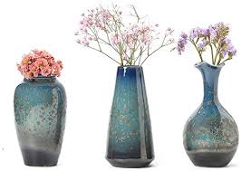 Amazon Com Chp Ceramic Flower Vases Set Of 3 Special Design Style Of Flambed Glazed Decorative Modern Floral Vase For Home D Vases Decor Floral Vase Vase Set