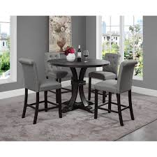 Dining room creates an inviting stage for a casual meal or formal dinner. Siena Distressed Black Finish 5 Piece Counter Height Dining Set Pedestal Round Table With 4 Chairs Overstock 30619175