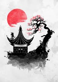 Red Sun Saiyan Poster Print By Denis Orio Ibanez Displate Japan Painting Japanese Art Modern Japanese Artwork