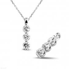 Diamond solitaire pendant in 14k yellow gold (1 ct. Necklace With 3 Diamonds With 1 00 Carat Diamonds In White Gold Baunat