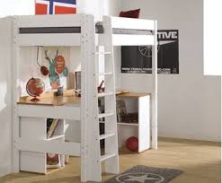 Hochbett mit schreibtisch in weiß etagenbett jugendbett einzelbett kinderzimmer. Kinder Hochbett Clay Aus Massivholz Mit Schreibtisch