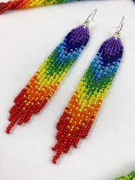 Rainbow Seed Bead Earrings Fringe Rainbow Earrings Beaded Rainbow Earrings Beaded Jewelry Patterns Beaded Bracelet Patterns Rainbow Beads