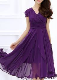 Layered High Waist Deep Purple Chiffon Wrap Dress Modlily Com Fashion Chiffon Dress Pretty Dresses