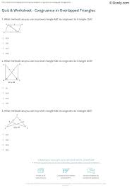 Quiz Worksheet Congruence In Overlapped Triangles Study Com