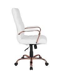 Black And Rose Gold Desk Chair High Back White Leather Executive Swivel Chair With Rose Gold Frame And Arms Home Office Chairs Gold Office Chair White Office Chair