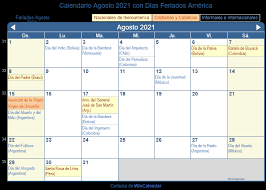 16 de agosto 2021 es festivo. Calendario Agosto 2021 Con Dias Feriados America Latina