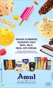 The image showcases Amul Ice creams 