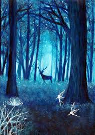5 X 7 Print Magical Stag And Fairies Magical Forest Forest Painting Fantasy Art Landscapes Magical Paintings