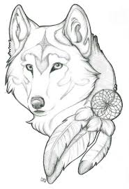 Anime black and white wolf → variate. Large Wolf Head With A Dreamcatcher Cute Easy Things To Draw Black And White Pencil Sketch Wolf Sketch Drawings Wolf Tattoo Design