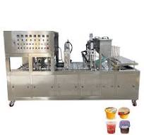 Linear Type Fully Automatic Yogurt Cup Filling Sealing Machine Plastic Cup  Filling Sealer Packing Machine