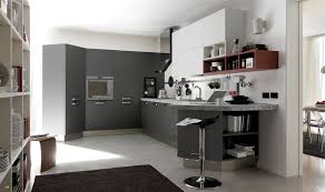 Sleek laminate cabinets in red, featuring sharp angles and clean lines, can liven up a modern kitchen by adding color and personality to an otherwise industrial look. Elegant Ways To Create A Grey Scheme