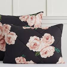 Black And Pink Roses Bedding The Emily Meritt Bed Of Roses Comforter Sham Black Blush Rose Bedding Blush Decor Emily And Meritt