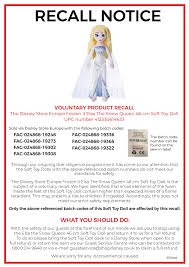 Dispatched with royal mail 1st class. Voluntary Product Recall The Disney Store Europe Frozen Ii Elsa The Snow Queen Soft Toy Doll Disney Guest Services